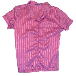 Pink Striped Button-Up Pajama Top by Tart